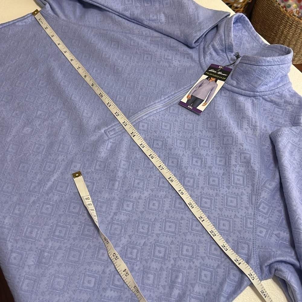 Eddie Bauer Polar Fleece Quarter Zip Embossed Geo Pale Iris NWT Sz XXL - Picture 6 of 9